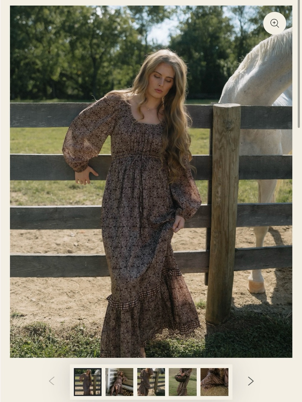New with tags Slow Sunday Smocked Square-Neck Maxi Dress in Brown Floral